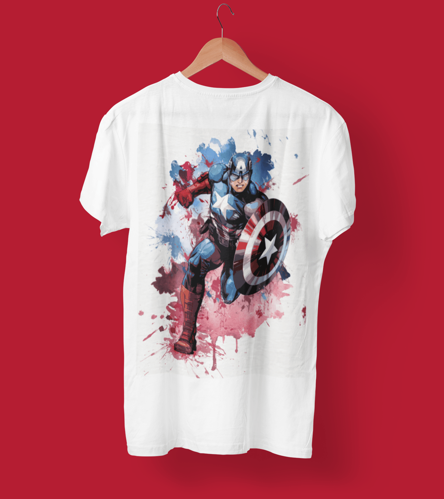 Captain America Watercolour Splash Tee Shirt All Comics Art